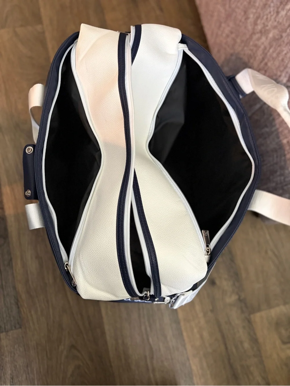 Malbon Navy and White Golf Duffle Bag with Patch Logo
